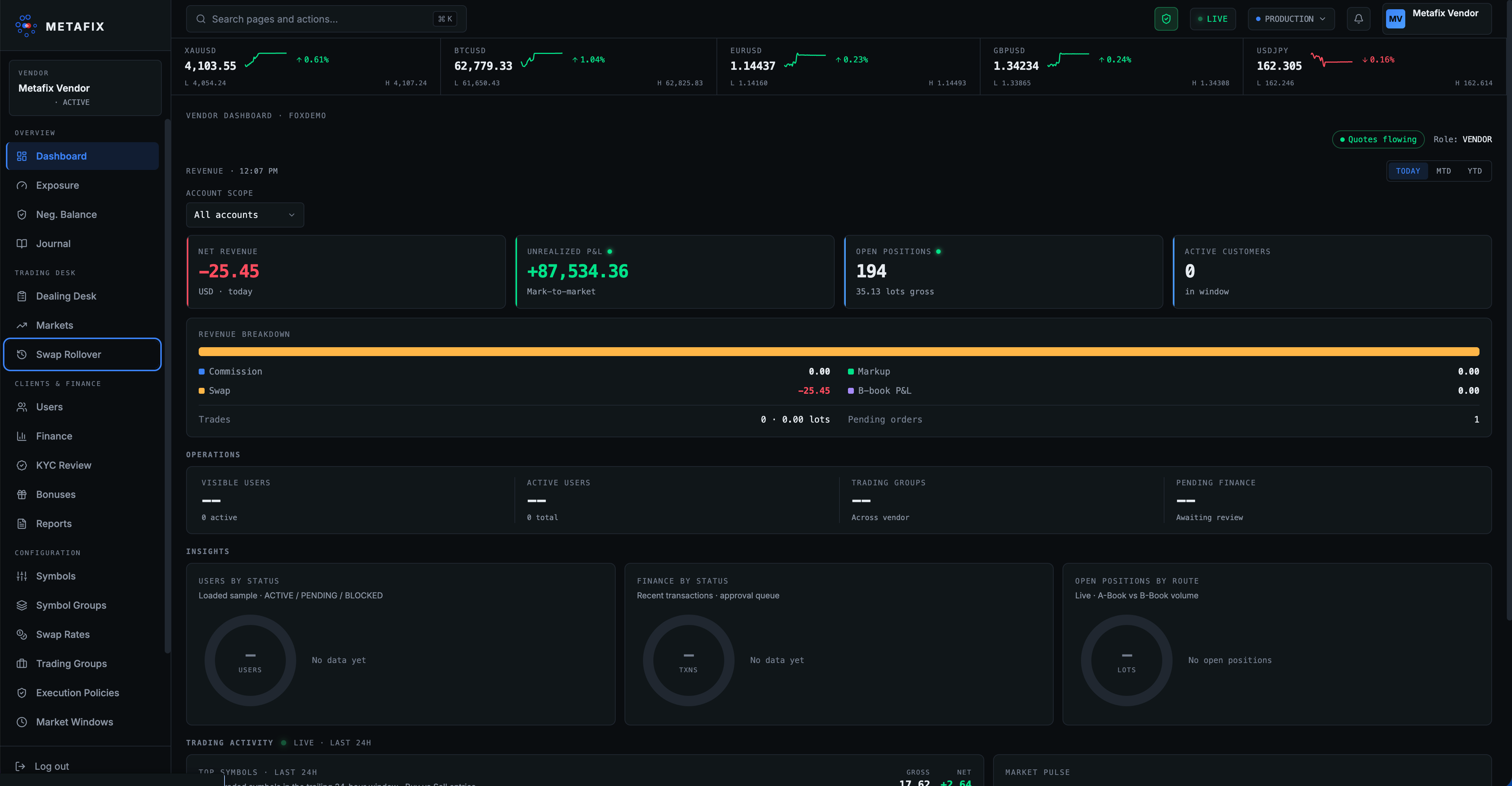 Metafix vendor dashboard
